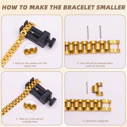 18K Gold Clover Bracelet for Women - Stackable Crystal Love Bangle & Friendship Link Bracelets, Non-Tarnish Stainless Steel Trendy Jewelry Gift with Adjustable Tool