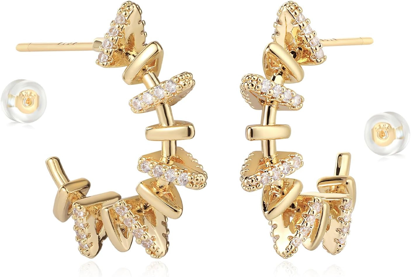 MYEARS Women Hoop Earrings Gold 14K Gold Filled Small Simple Handmade Hypoallergenic Everyday Illusion Jewelry