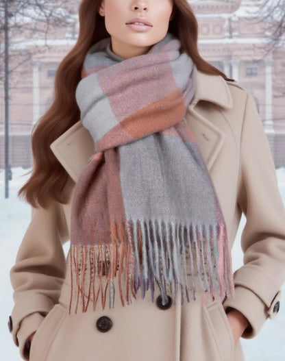 Womens Scarf Winter Blanket Large Scarves Thick Soft Warm Plaid Chunky Scarfs