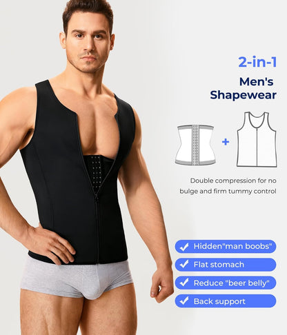 Men's body slimming compression undershirt side profile fit