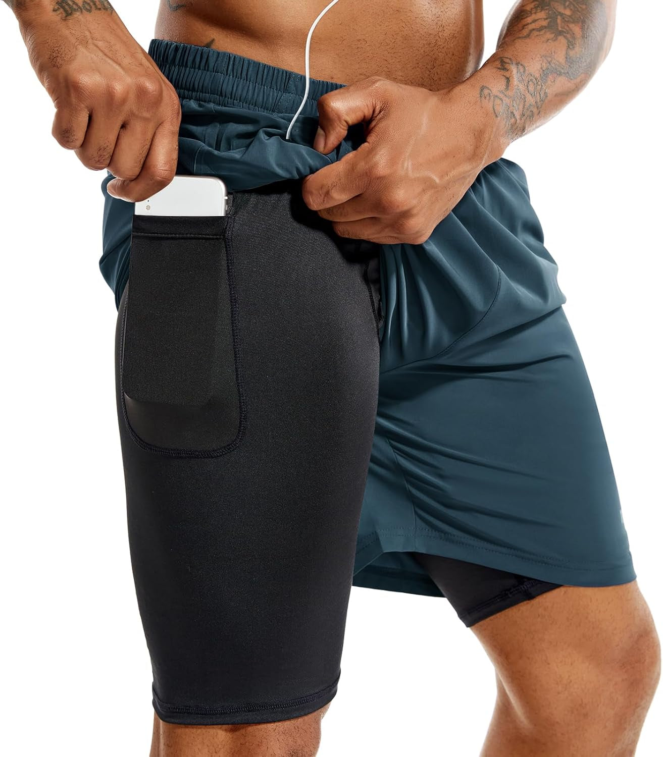 TENJOY running shorts size guide and fit demonstration