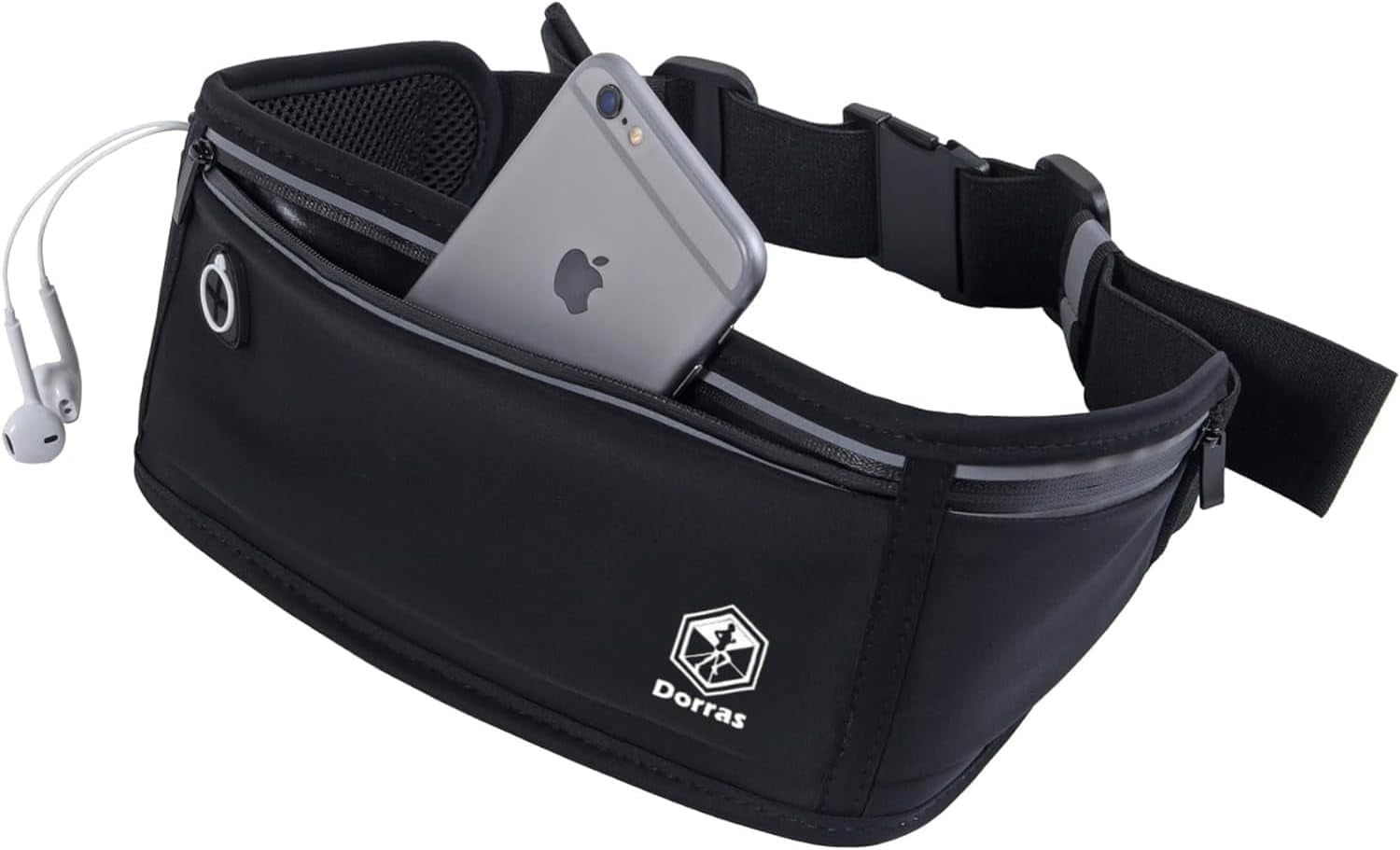 Running phone holder belt showing secure smartphone compartment and storage