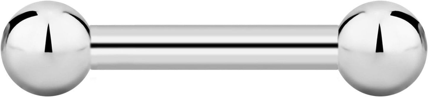 Forbidden Body Jewelry Nipple Barbell, Nipple Bars, Silver Nipplerings Piercing Surgical Steel 8G - 18G Straight Barbell Body Jewelry (Sold Individually)