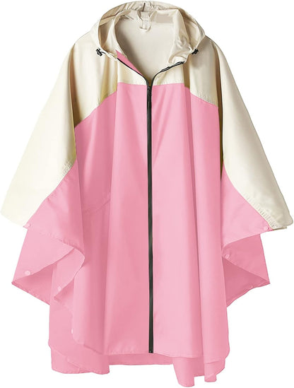 Saphirose Unisex Rain Poncho Waterproof Raincoat Hooded for Adults Women with Pockets