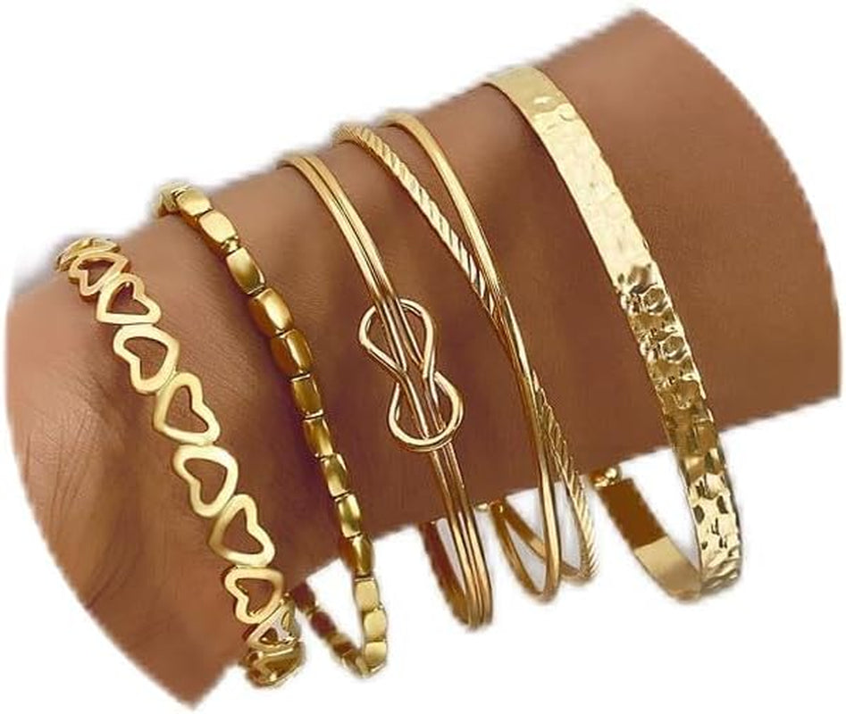 Boho gold bangle bracelets perfect for layering and stacking style