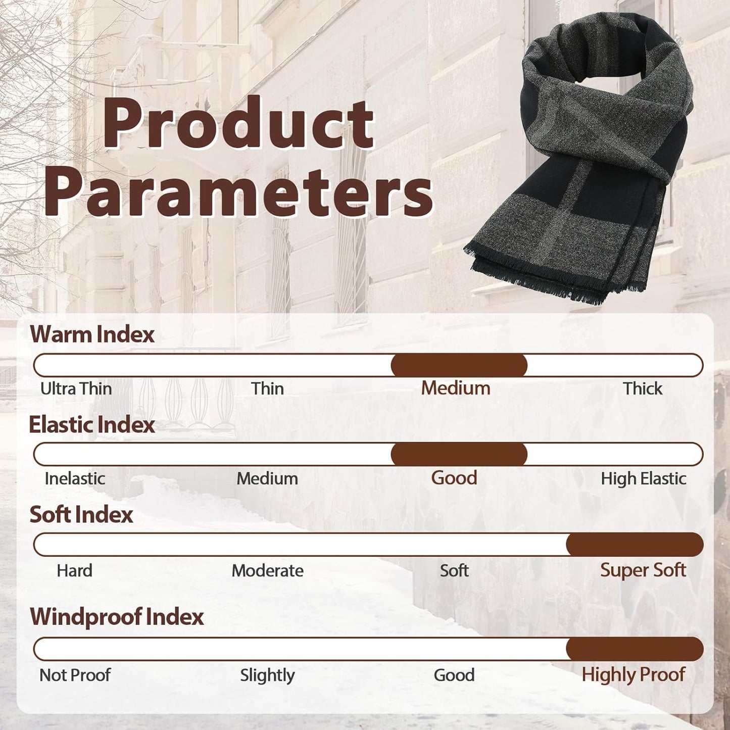 American Trends Mens Winter Warm Long Soft Scarf Plaid Tassel Scarf for Men Soft Classic Scarves