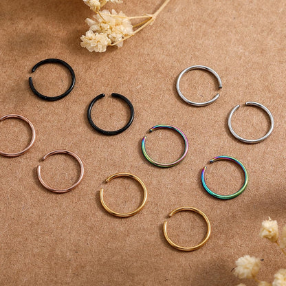 10Pcs Fake Nose Ring Hoop, Stainless Steel Nose Piercings, Fake Septum Ring Non Pierced Lip Rings Jewelry for Women Men