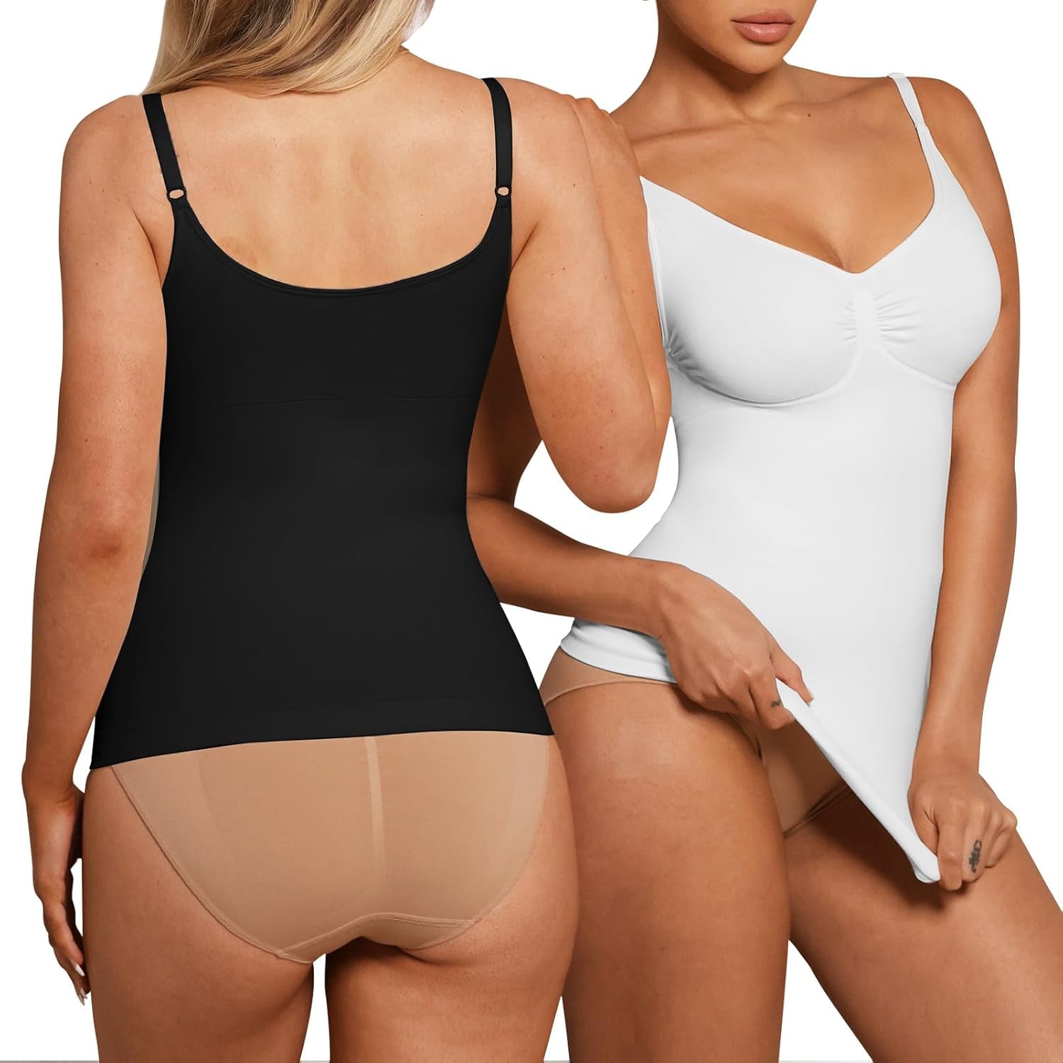 Feelingirl Womens Tank Top Shapewear Tummy Control Tops Slimming Cami Tank Seamless Compression V Neck Camisole