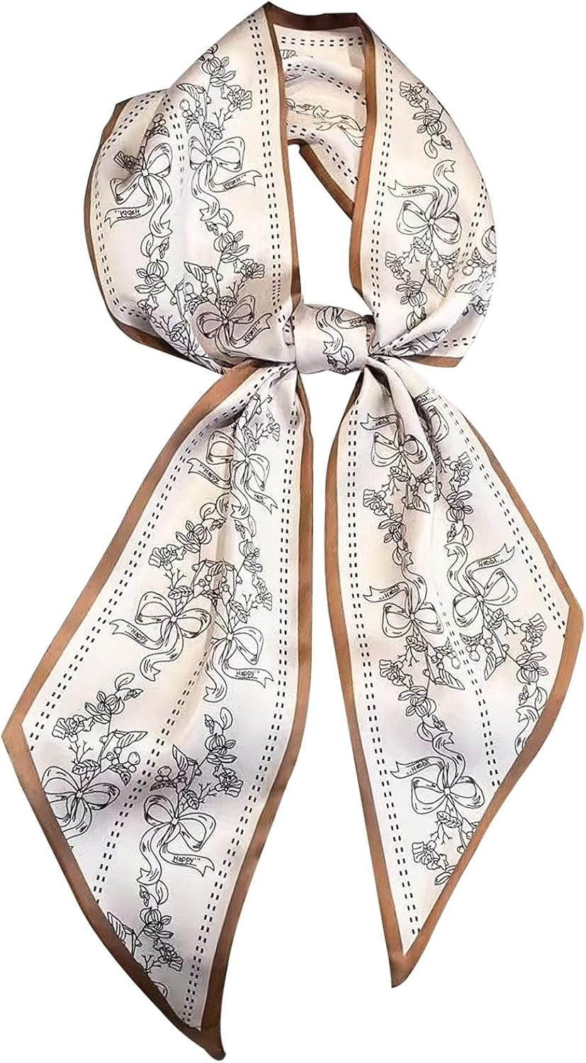 Head Scarf Hair Neck Scarves for Women Purse Bag Scarfs for Handbags Silky Long Thin Satin Headscarf Fashion