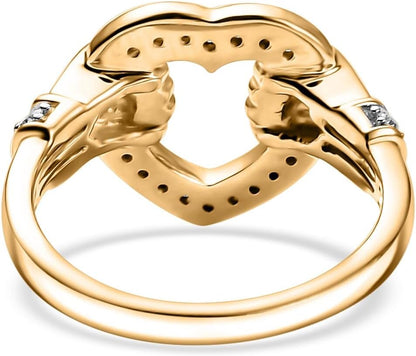 Women's lab grown diamond ring displayed on ring stand