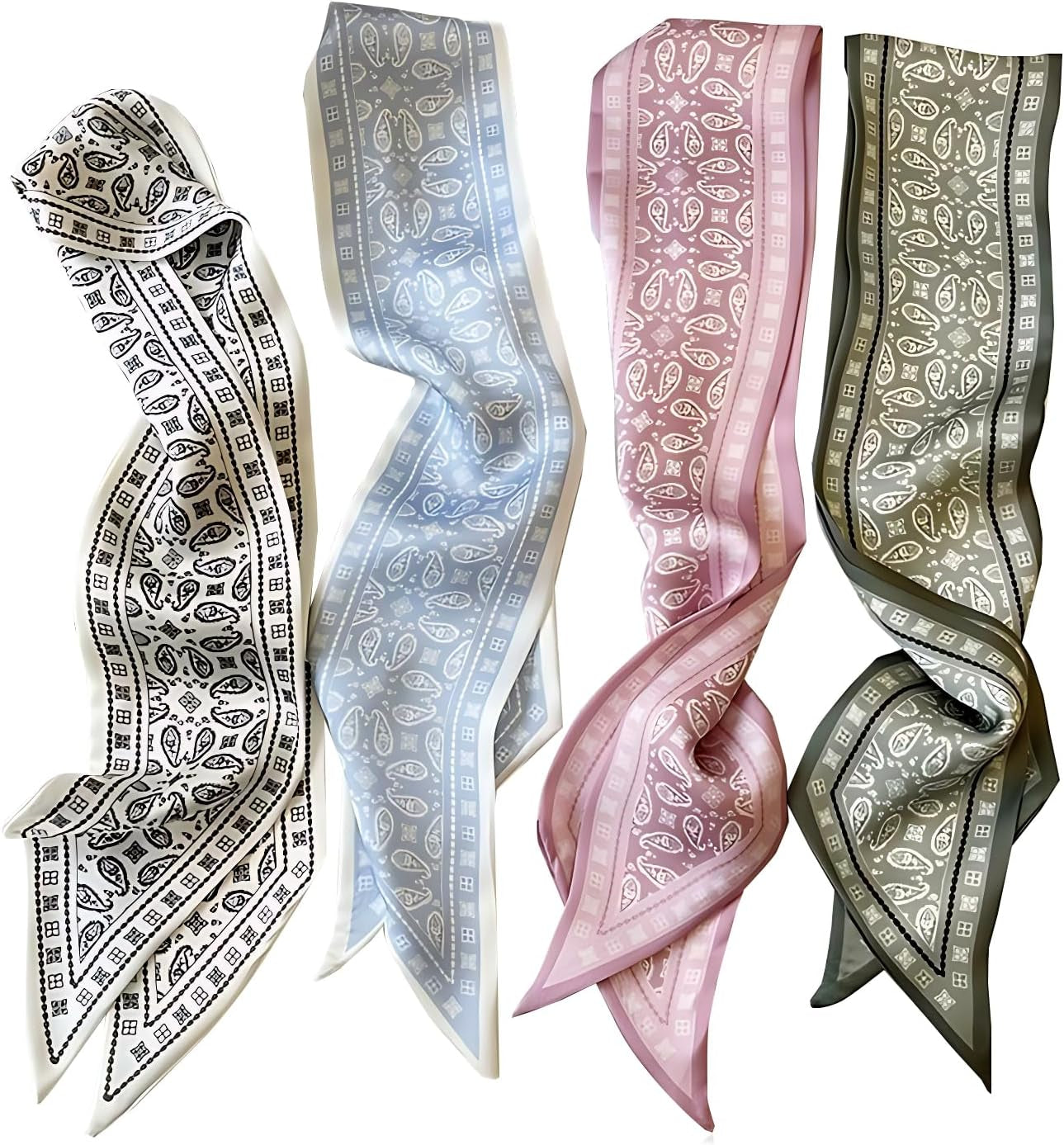 Cmonie 16Pcs Fashion Scarves for Women,Satin Head Scarf Silky Boho Scarves Scarf for Handbags Accessories