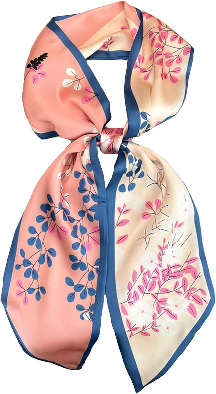 Head Scarf Hair Neck Scarves for Women Purse Bag Scarfs for Handbags Silky Long Thin Satin Headscarf Fashion