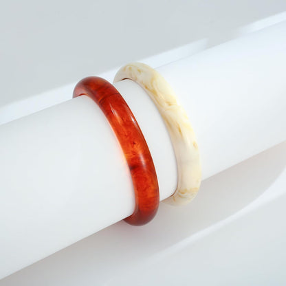 2PCS Resin Bracelet Set for Women Trendy Cream Acrylic Resin Bangle Bracelets Tortoise Shell Translucent Acetate Wristband Bangle Jewelry