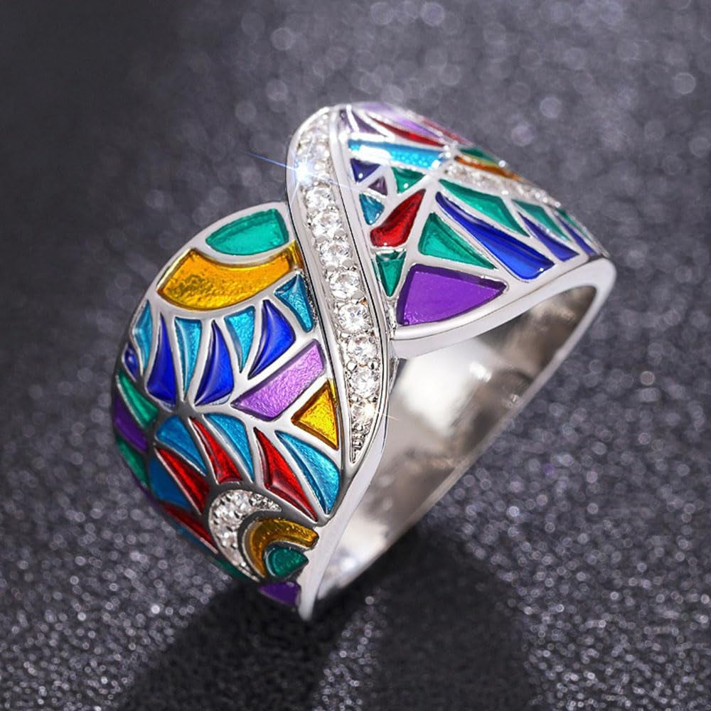 White Gold Plated White Cubic Zirconia Statement Ring Personalized Accessory Ideal for Women'S Daily Casual Wear Party Holiday Anniversary Love Jewelry Gift