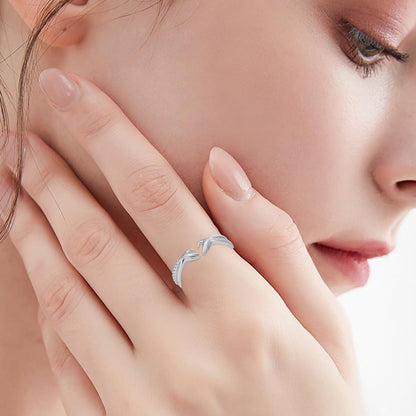 Sterling silver diamond hug ring showing always with you design