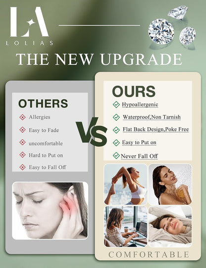 LOLIAS 16 Gauge Cartilage Earrings for Women Flat Back-Hypoallergenic Surgical Stainless Steel Stud Hoop Cartilage Earring Set Daith Conch Tragus Helix Piercing Jewelry Single PC