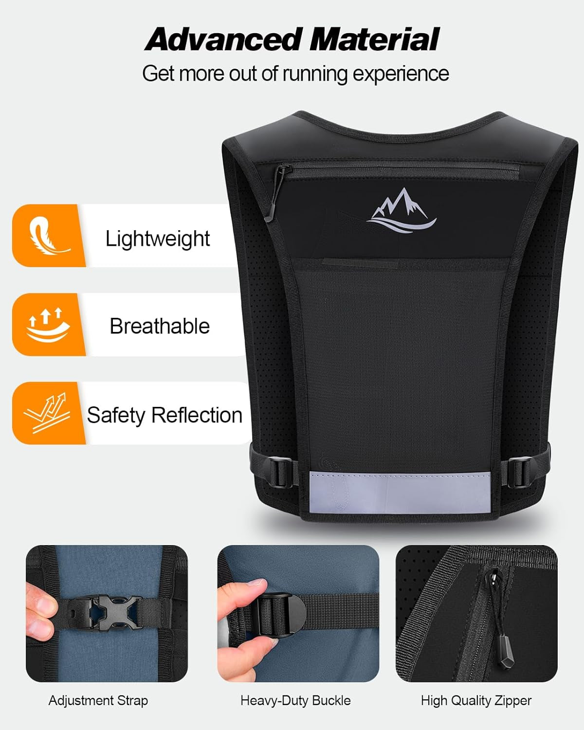Neoprene running vest with adjustable waistband detail
