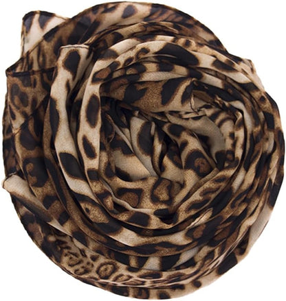 Womens Leopard Print Shawl Scarf - Lightweight Wrap Scarves Shawl Cheetah Scarves for Spring Summer Season