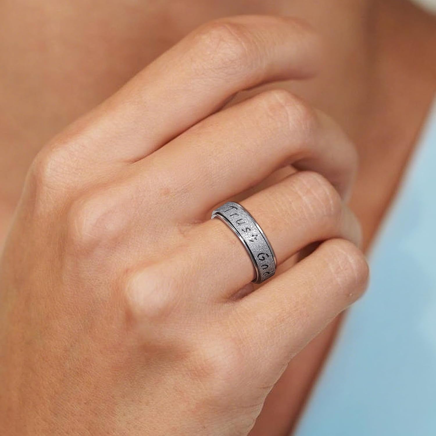 Trust God fidget ring with spinning band detail