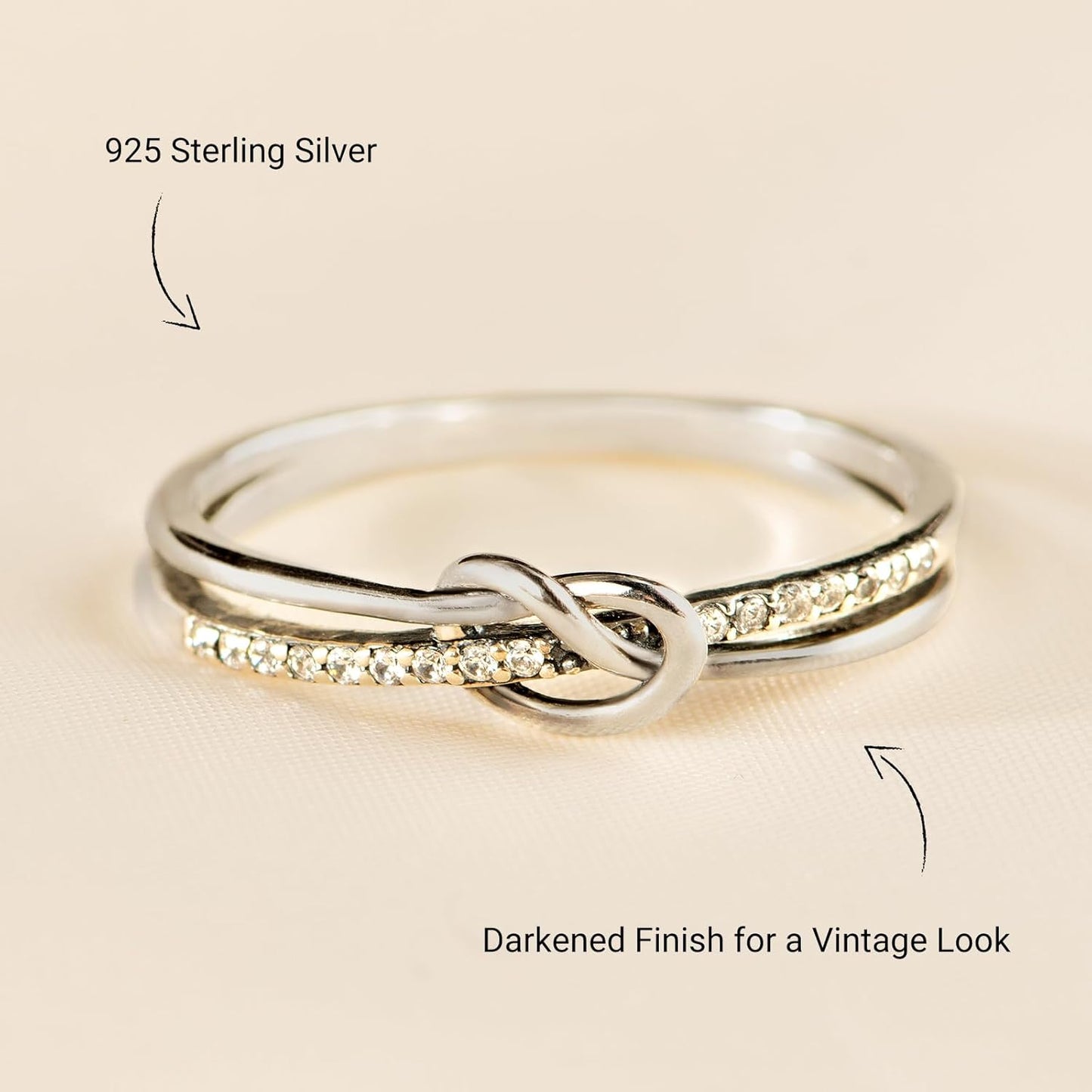 STORYJEWELLERY Mother Daughter Rings, Christmas Gifts for Mom and Daughters, 925 Sterling Silver Heart Knot Ring for Mom, Birthday Gifts, Matching Mother Daughter Jewelry