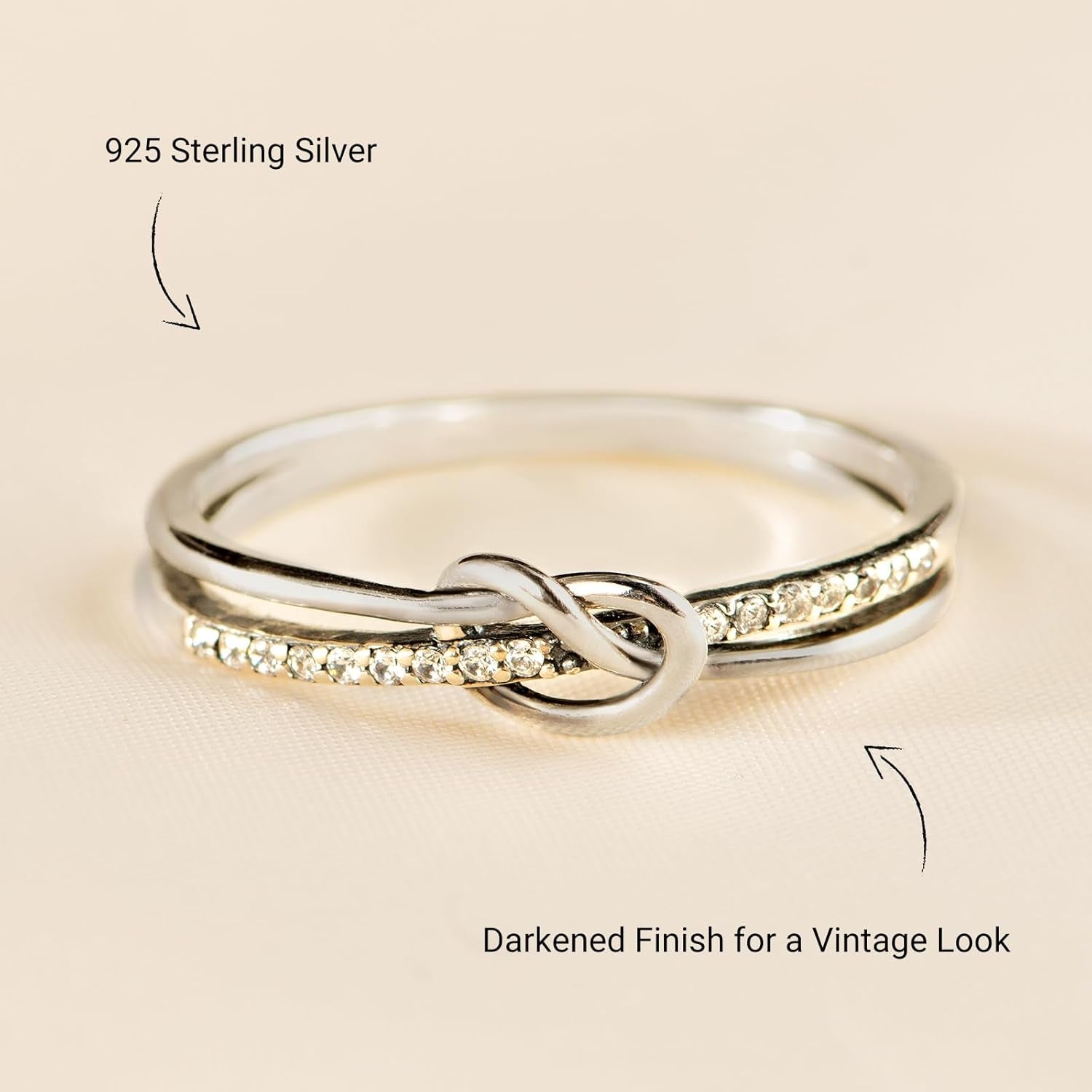 STORYJEWELLERY Mother Daughter Rings, Christmas Gifts for Mom and Daughters, 925 Sterling Silver Heart Knot Ring for Mom, Birthday Gifts, Matching Mother Daughter Jewelry