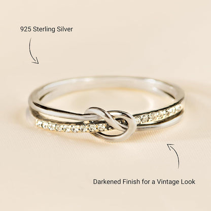 STORYJEWELLERY Mother Daughter Rings, Christmas Gifts for Mom and Daughters, 925 Sterling Silver Heart Knot Ring for Mom, Birthday Gifts, Matching Mother Daughter Jewelry