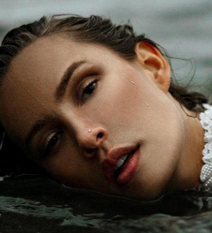 3Mm G23 Titanium Opal Nose Rings Studs Hypoallergenic L Shaped Screw Small Nose Rings for Women Men 20G Handmade 14K Gold Plated Nose Nostril Piercing Jewelry