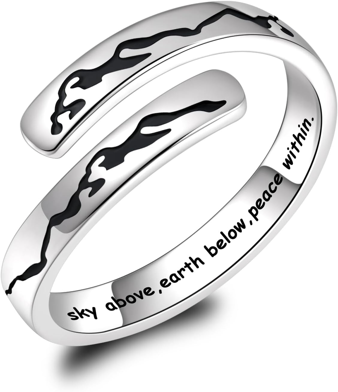 BEILIN 925 Sterling Silver Inspirational Jewelry Rings Adjustable Ring Personality Encouragement Gift for Teens Women