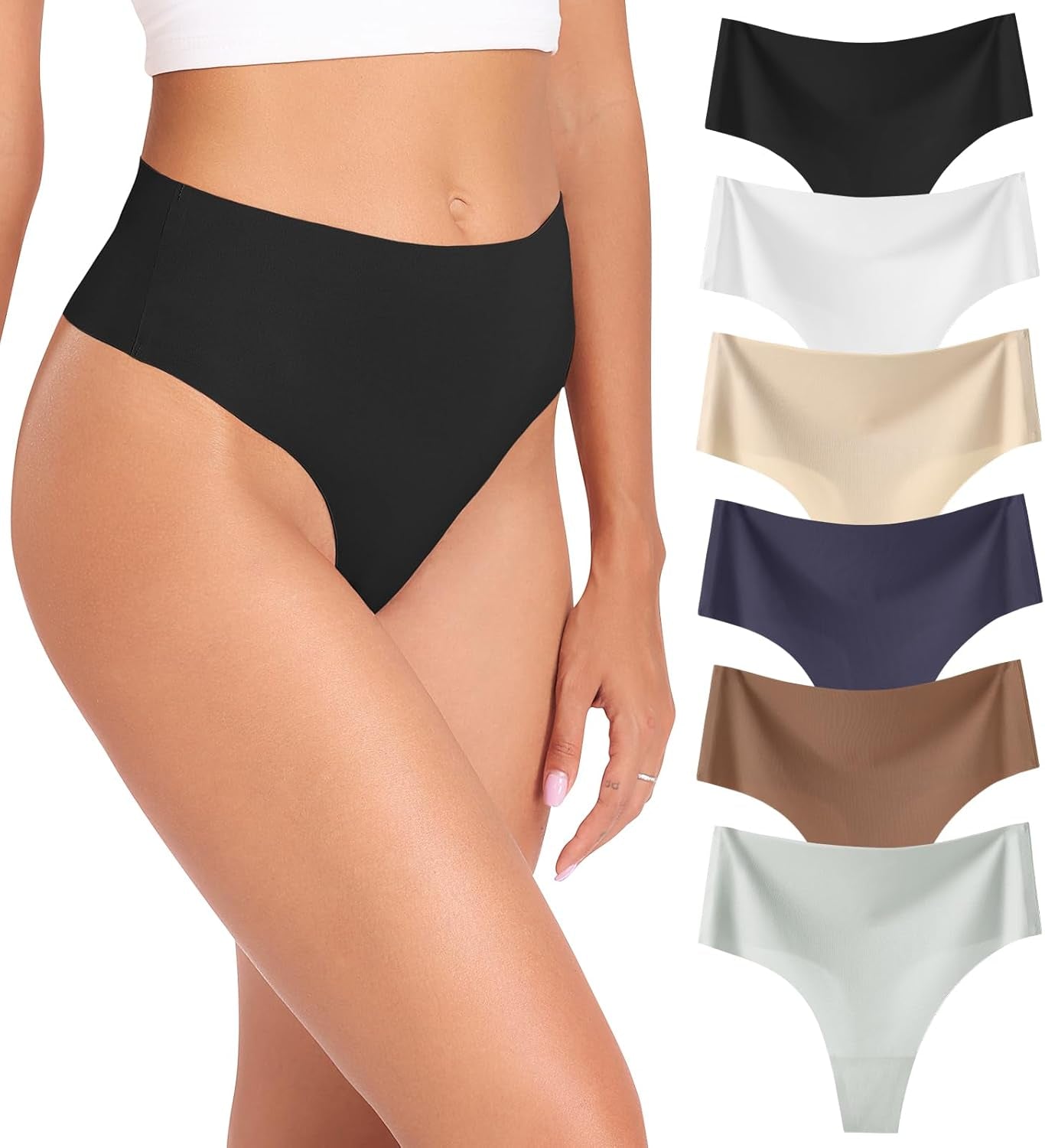 Wealurre high waisted seamless thong underwear front view