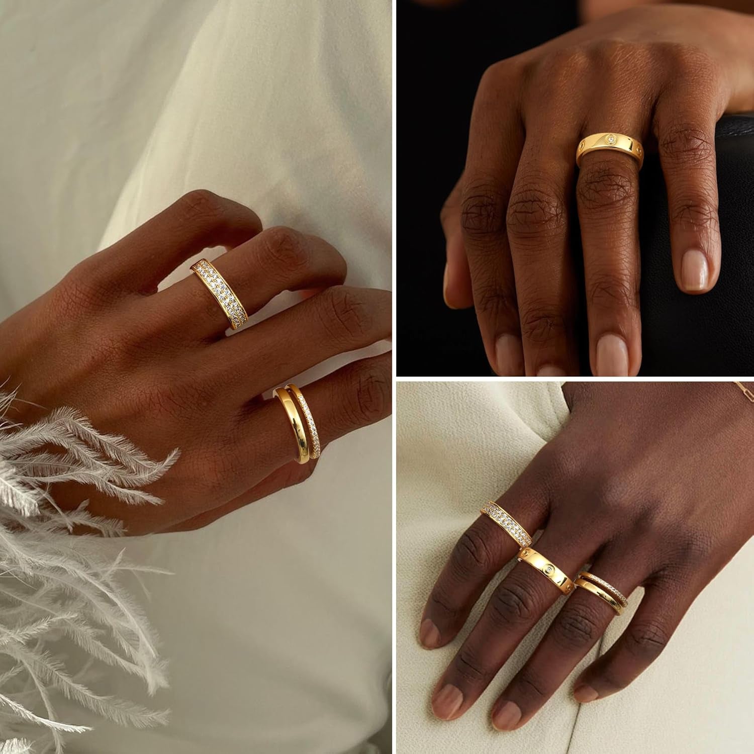 Dainty gold plated stackable rings thumb ring style