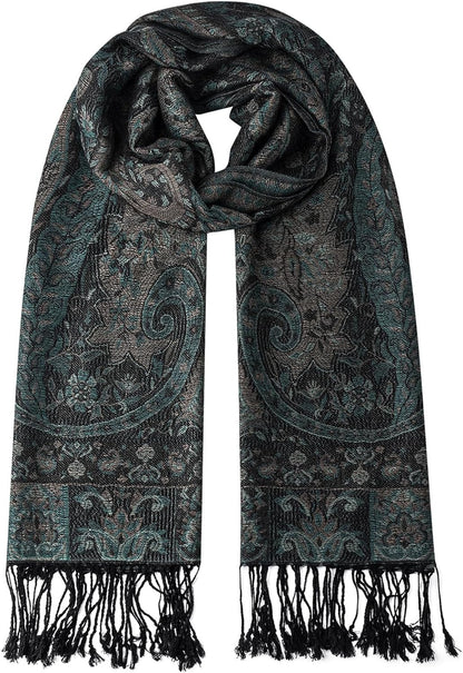 Umjetnost Womens Soft Silky Pashmina Rave Scarf Paisley Pattern Pashmina Shawl Wrap with Fringes