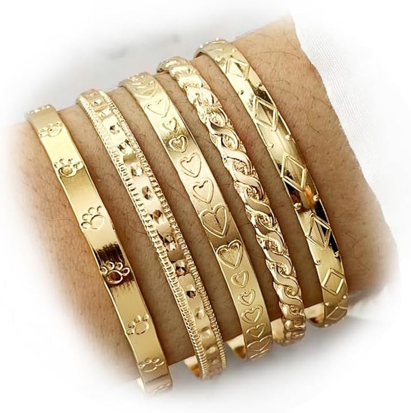17IF Gold Bangle Bracelet for Women 14K Plated Multi Layer Cuff Bracelets Set Trendy Boho Textured Indian Punk Chunky Cable Smooth Bangles Elegance Stack Minimalist Jewelry Gift