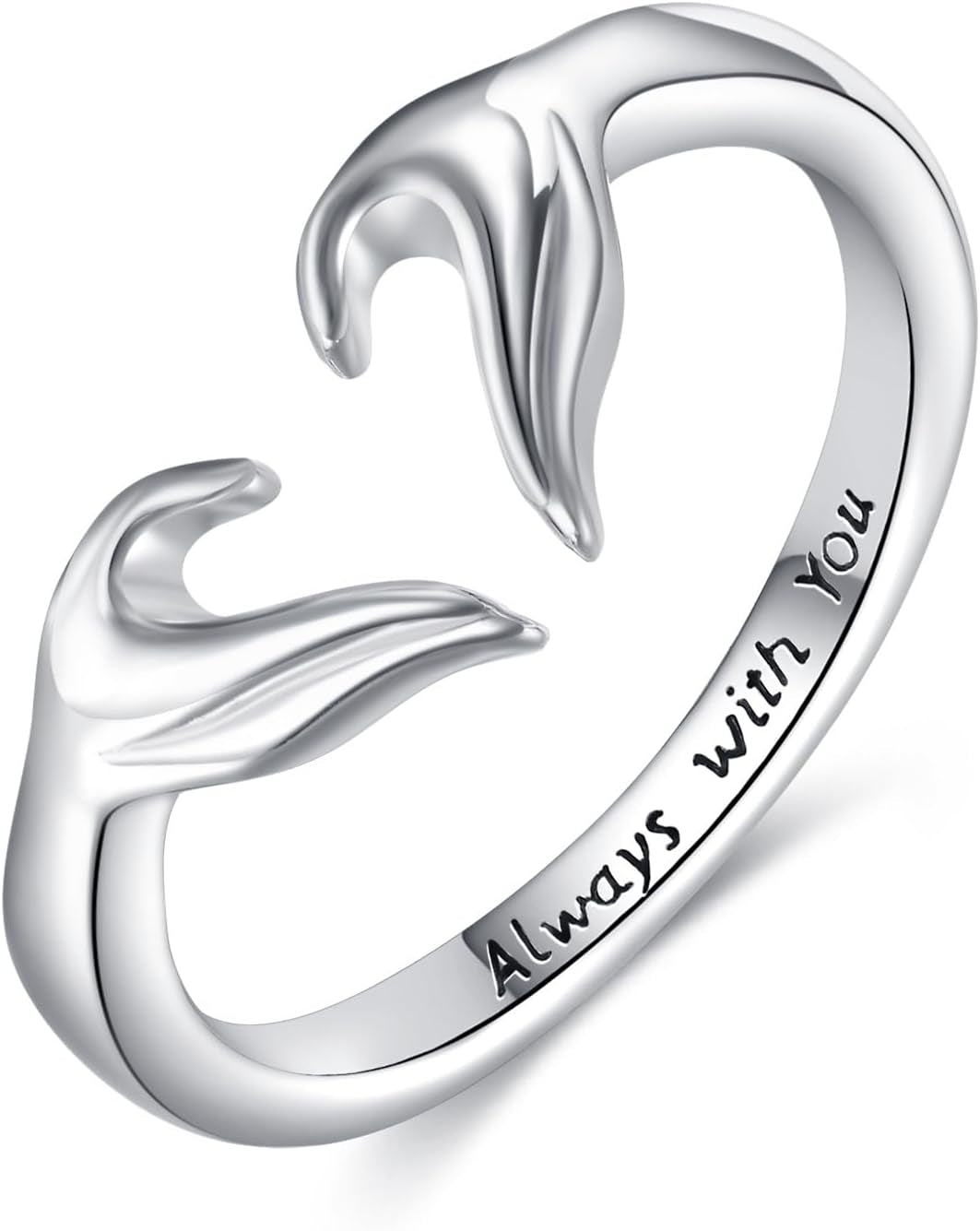 POPLYKE 925 sterling silver heart hands adjustable ring for women