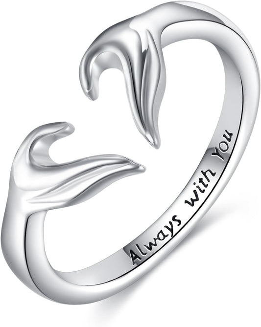 POPLYKE 925 sterling silver heart hands adjustable ring for women