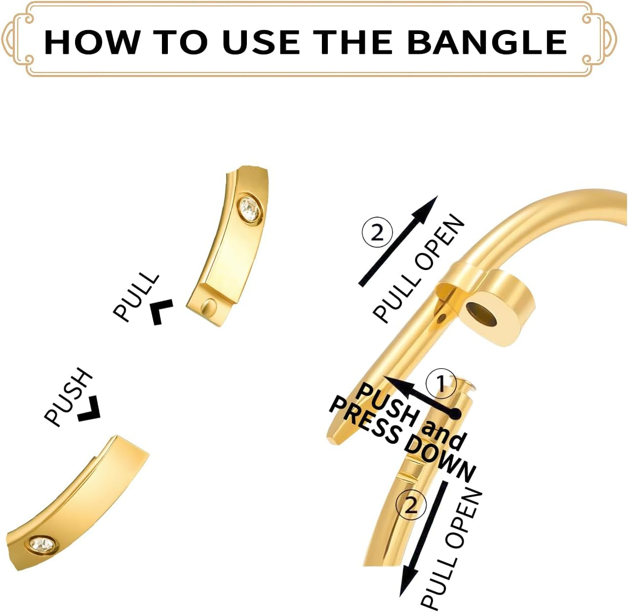 18K Gold Plated Stainless Steel Love Nail Bangle Bracelet Set Stackable Dupes Bangle Set for Love Trendy Jewelry