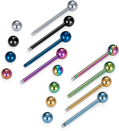 VCMART 12Mm-18Mm 14G Tongue Rings Nipple Straight Barbells Surgical Steel Body Piercing Jewelry