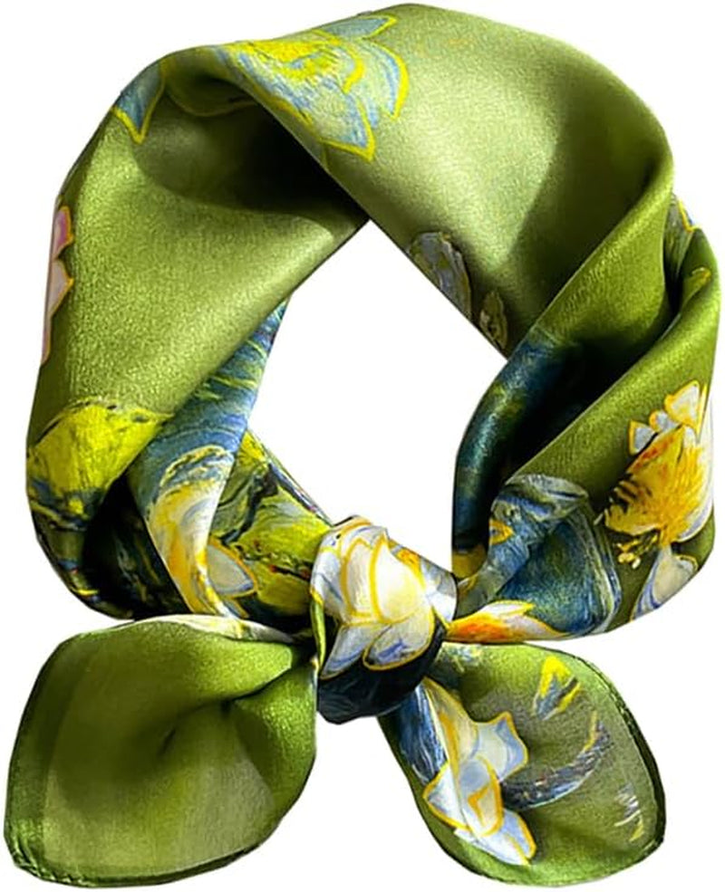 ANDANTINO 100% Mulberry Silk Scarf -21” Lightweight Square Neckerchief – Breathable Digital Printed Scarves with Gift Packed