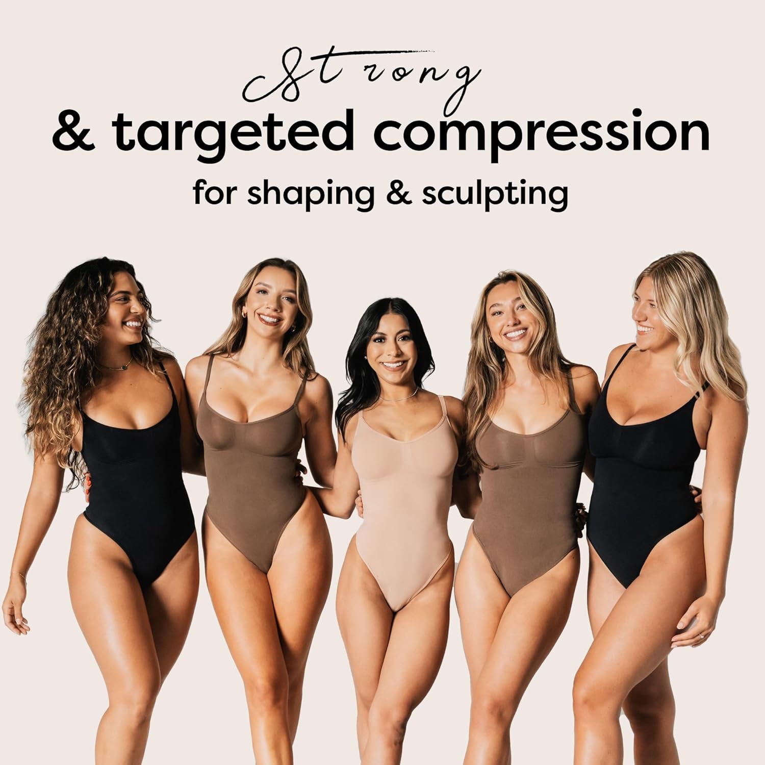 Shapewear bodysuit available in thong and brief styles
