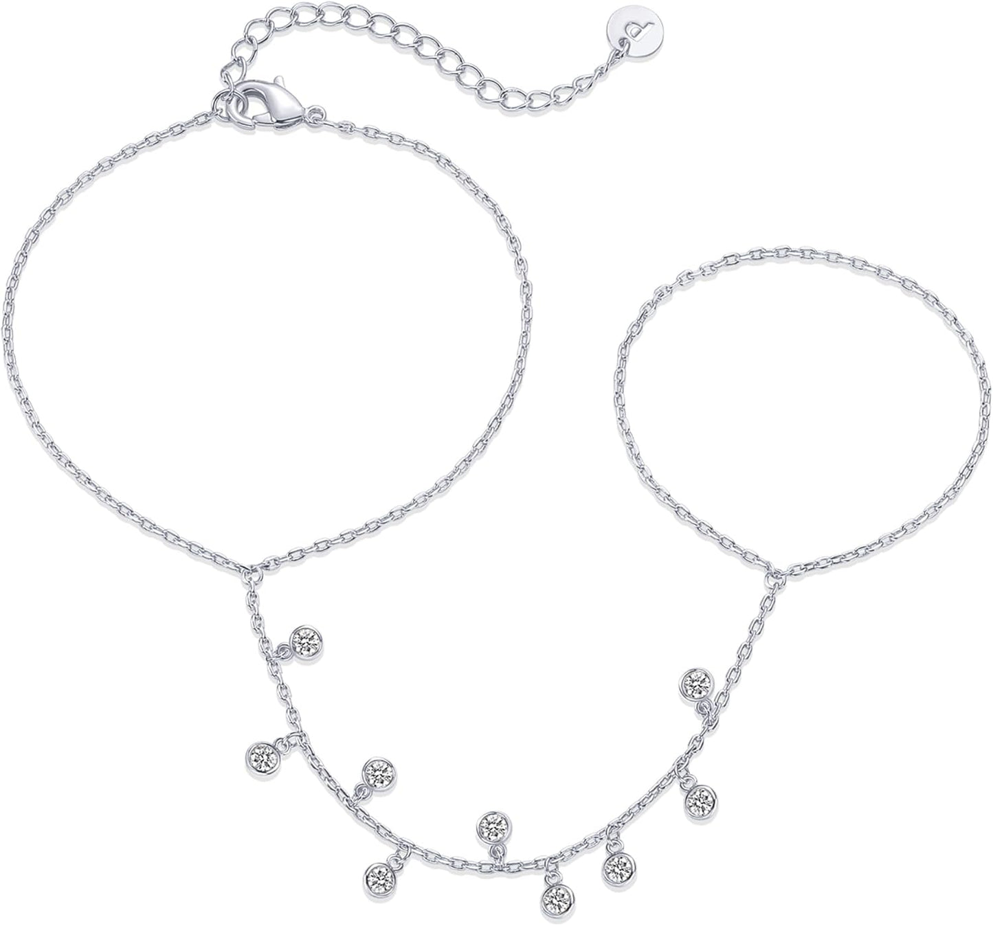 PAVOI 14K Gold Plated Hand Chains for Women - Adjustable Hand Chain Bracelet and Ring - Trendy Gold Handchain Bracelet Stack Summer Jewelry - Beads, Pearl, and Cubic Zirconia Body Jewelry