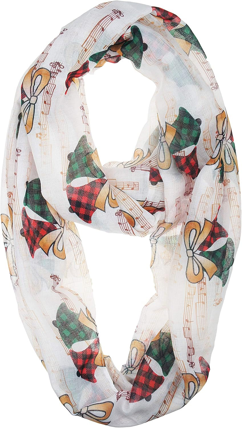 VIVIAN & VINCENT Gift Wrapped Fall Winter Soft Lightweight Holiday Sheer Infinity Christmas Scarf for Women Girls