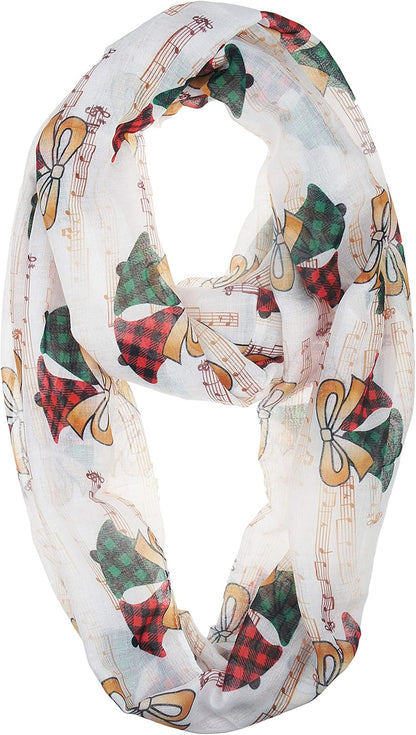 VIVIAN & VINCENT Gift Wrapped Fall Winter Soft Lightweight Holiday Sheer Infinity Christmas Scarf for Women Girls