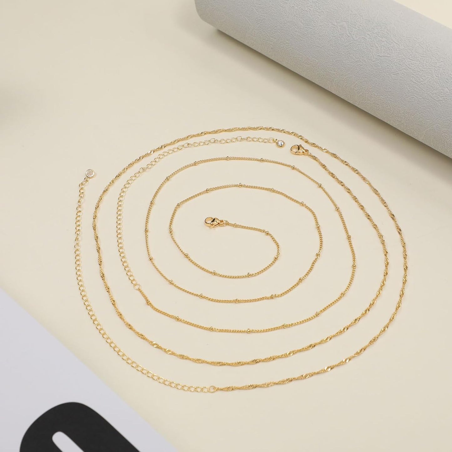 2PCS 18K Gold Plated Waist Chain Satellite Body Chain Layered Rope Waist Chains Sexy Bikini Beach Waist Chain for Women Waterproof Adjustable 26.5-33Inch