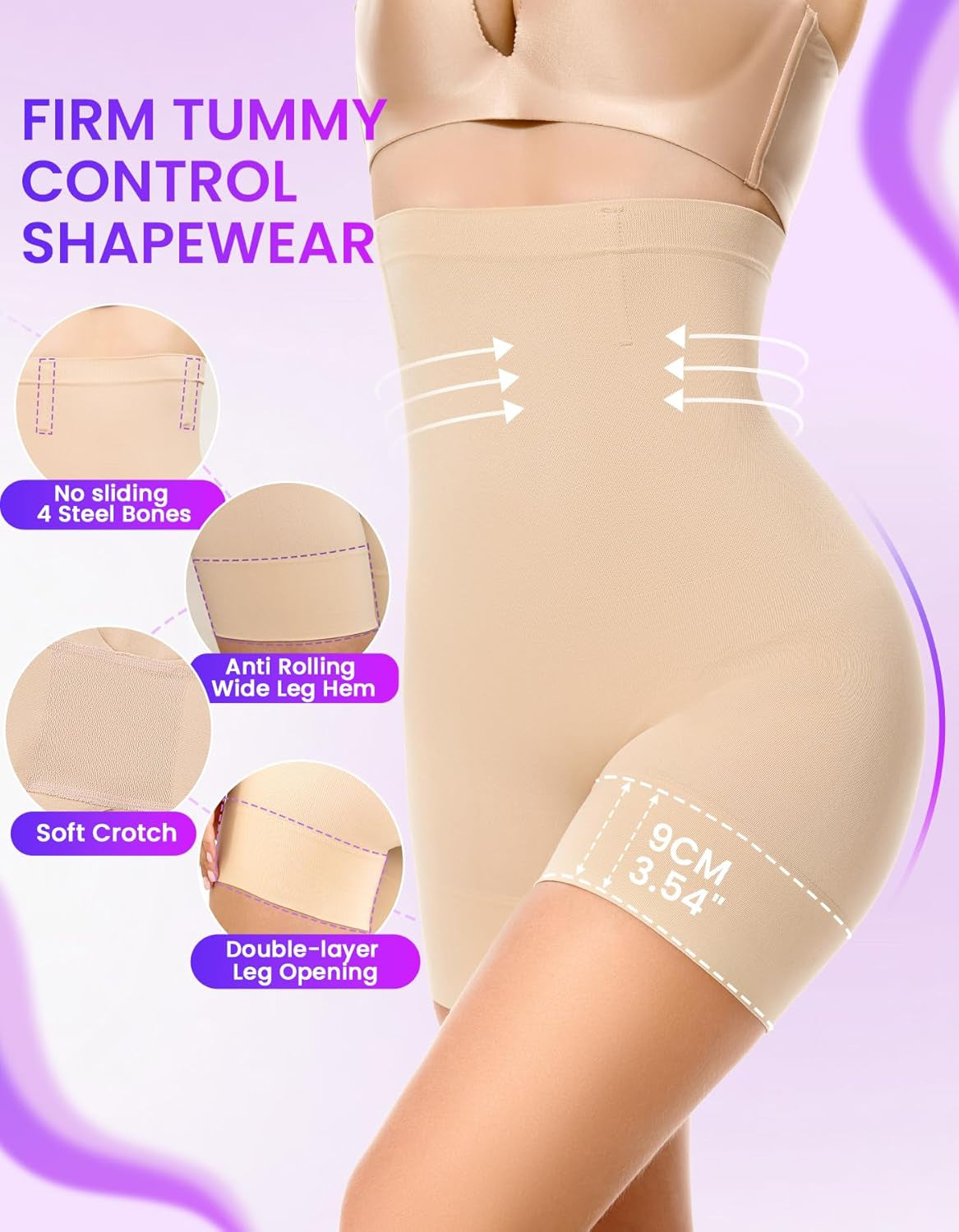 Shapewear shorts worn under dress showing slim silhouette