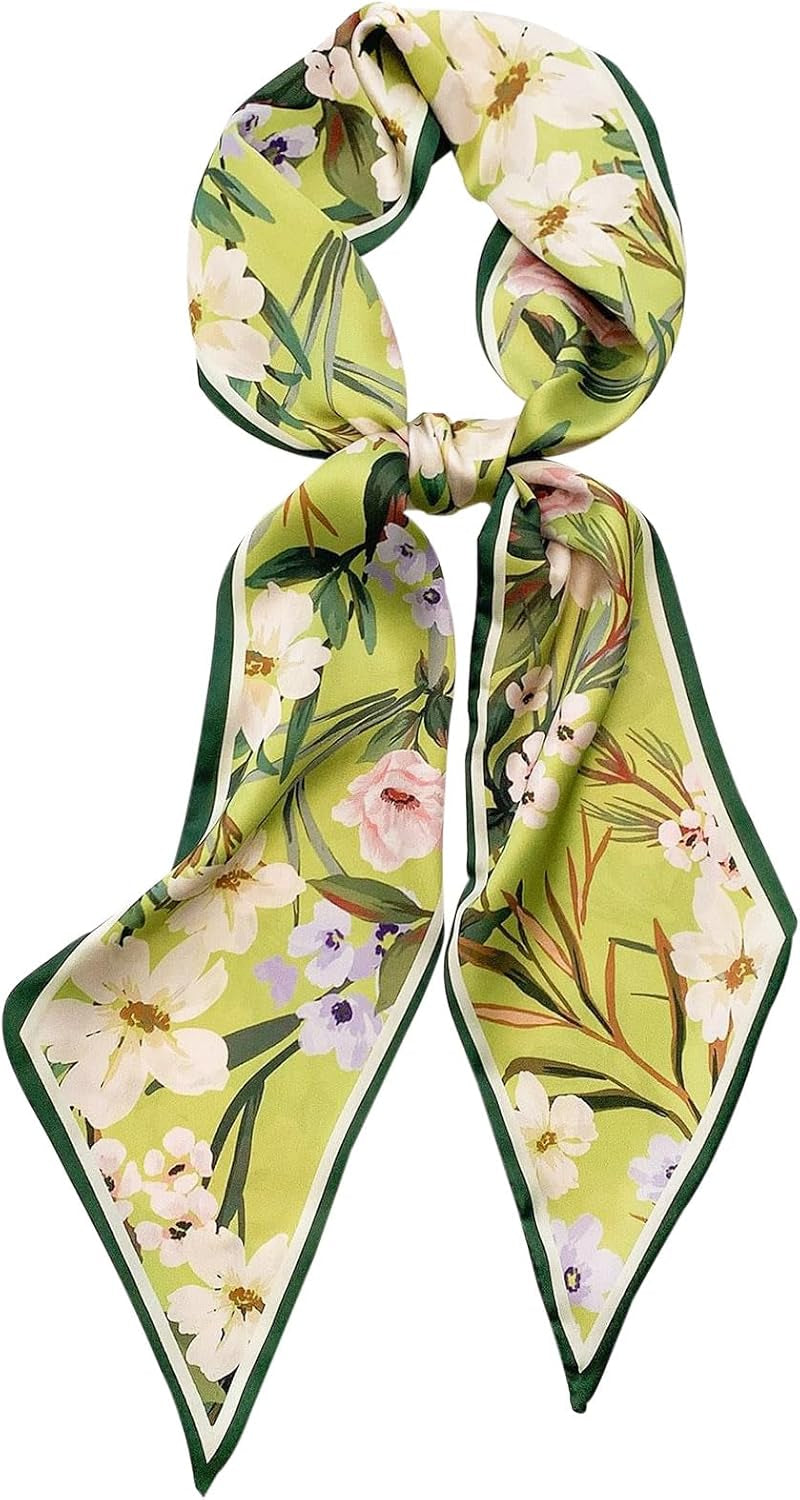 Head Scarf Hair Neck Scarves for Women Purse Bag Scarfs for Handbags Silky Long Thin Satin Headscarf Fashion