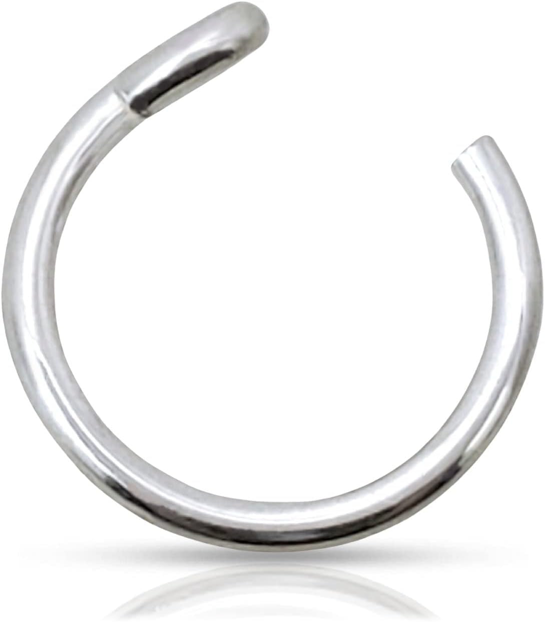 Encharmed 925 Sterling Silver or 14K Gold Filled Fake Clip on Nose Ring, Handmade 20 Gauge Tiny Faux Non Piercing Huggie Hoop