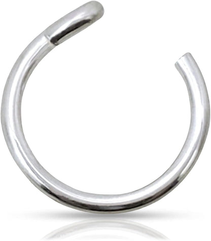 Encharmed 925 Sterling Silver or 14K Gold Filled Fake Clip on Nose Ring, Handmade 20 Gauge Tiny Faux Non Piercing Huggie Hoop
