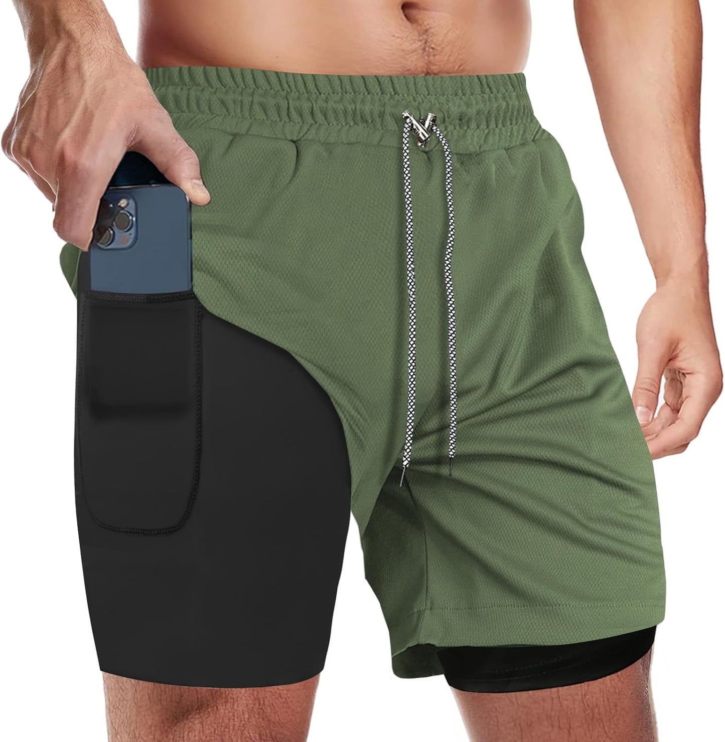 Breathable men's running shorts with secure zip pockets