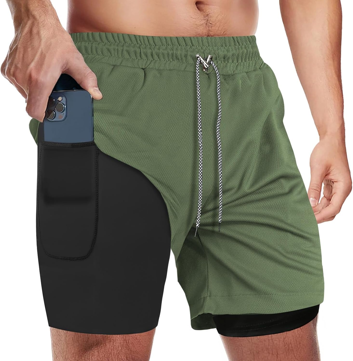 Breathable men's running shorts with secure zip pockets
