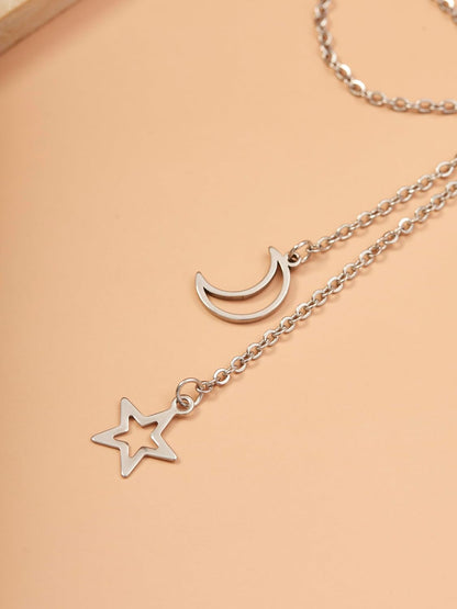 Sacina Goth Punk Silver-Tone-Tone Moon and Star Earrings, Ear Cuff Gothic Punk Earrings, Emo Christmas Jewelry Gifts for Women