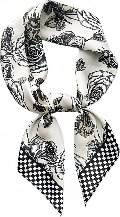 MINIDORA Satin Scarves for Women 27.5 × 27.5 Inches Medium Square Elegant Silk Feeling Head Scarf